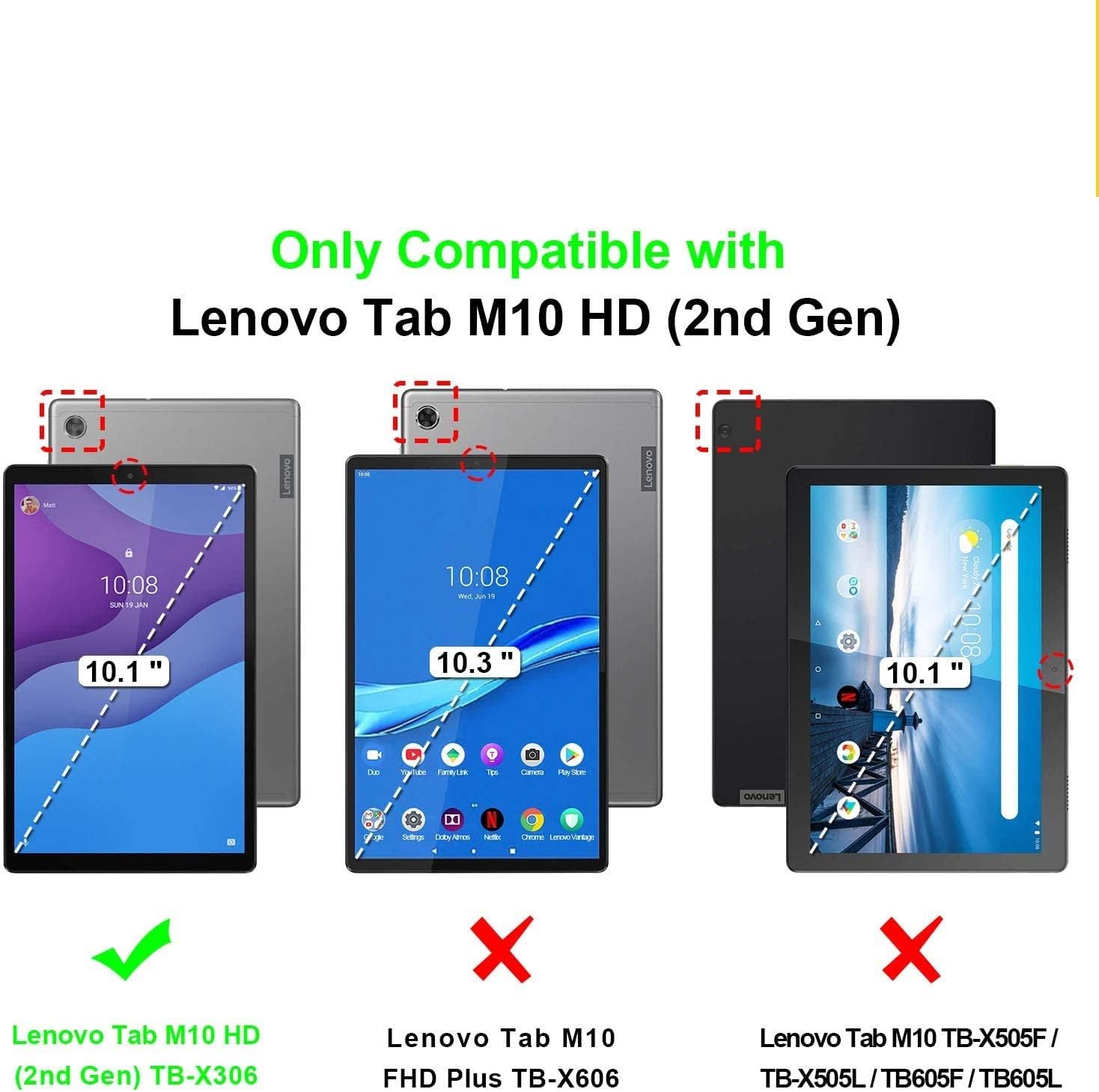 VOVIPO Lenovo Tab M10 HD (2nd Gen) 10.1 Tablet 2020 Case - Ultra Slim Stand Hard Shell Smart Cover For Lenovo Tab M10 HD (2nd Gen) 10.1 Tablet 2020 (TB-X306F-X306X) - Image 3