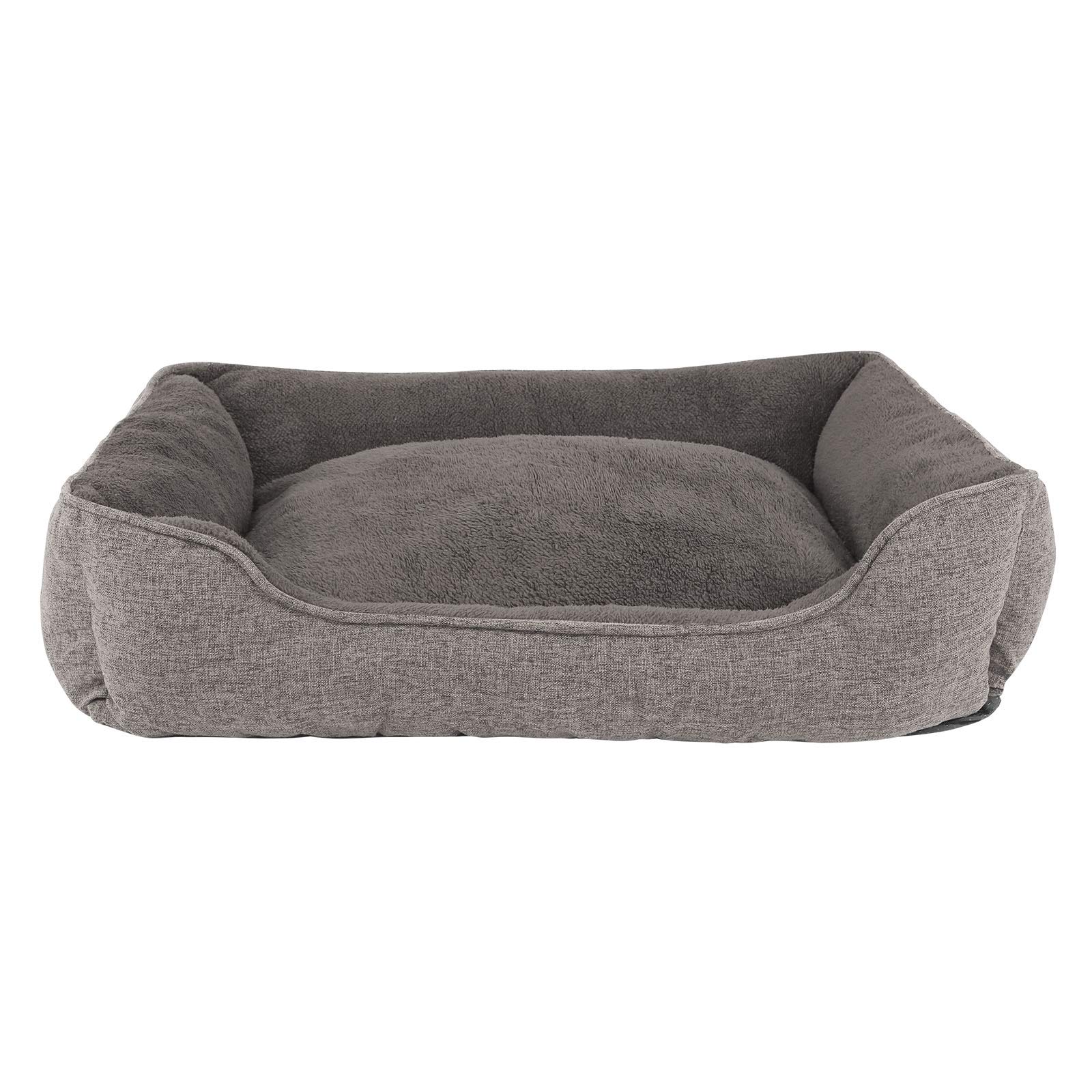 Cojín para perros lavable con funda extraíble y cesta gris de 90x75 cm