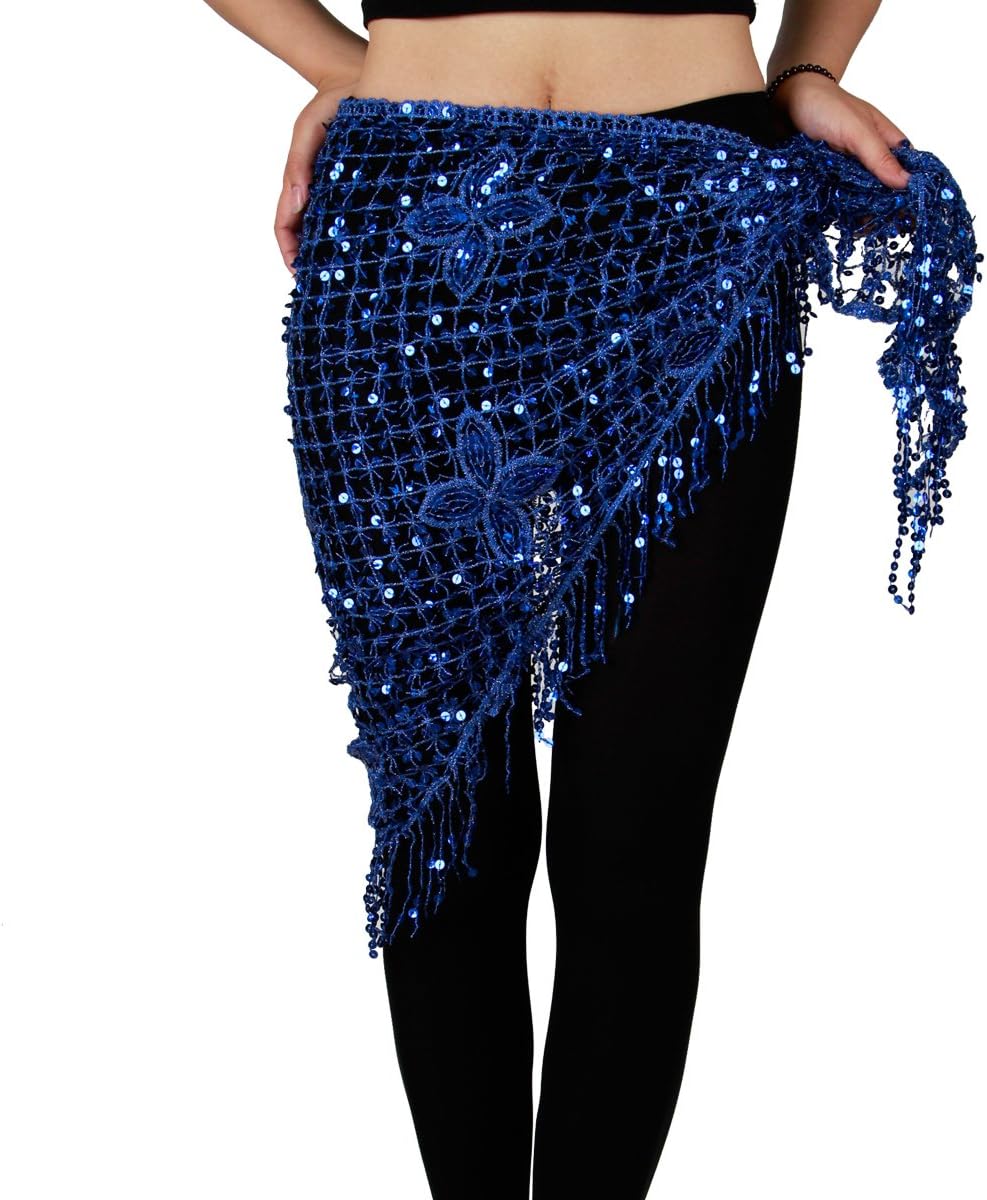 MISI CHAO Belly Dance Hip Scarf - Hip Skirt Belly Dancing Belt Triangle Shawl Tassel Belts Waist Chain for Women/Girls