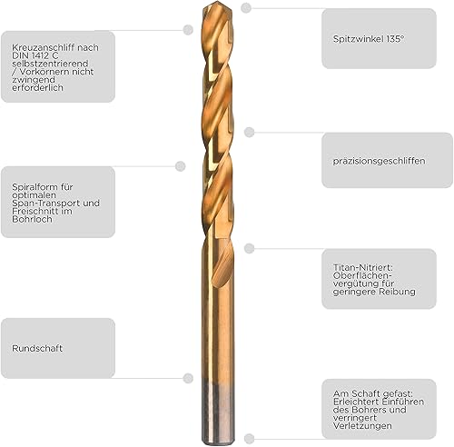 Miniatura 2 de kwb HSS - Juego de brocas de metal - Juego de brocas helicoidales de titanio en calidad industrial, caja de herramientas de 19 piezas