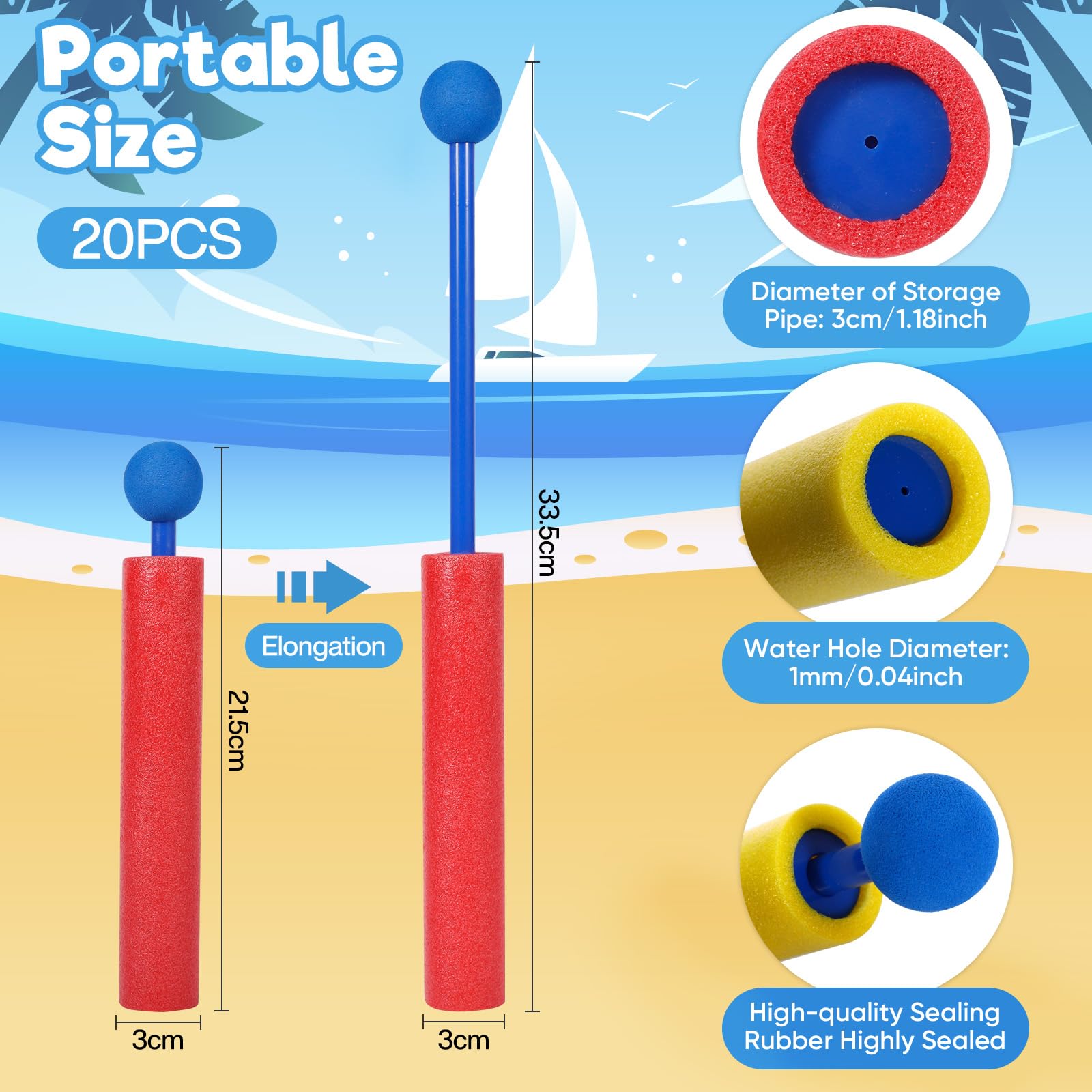 20 Pezzi Pistola ad Acqua Schiuma per Bambini, Pistole ad Acqua, Fucile ad Acqua, Pistola Acqua Bambini per Piscina, Giardino, Spiaggia,Esterno Giochi,Festa,Estivi Giochi d'acqua per Bambini