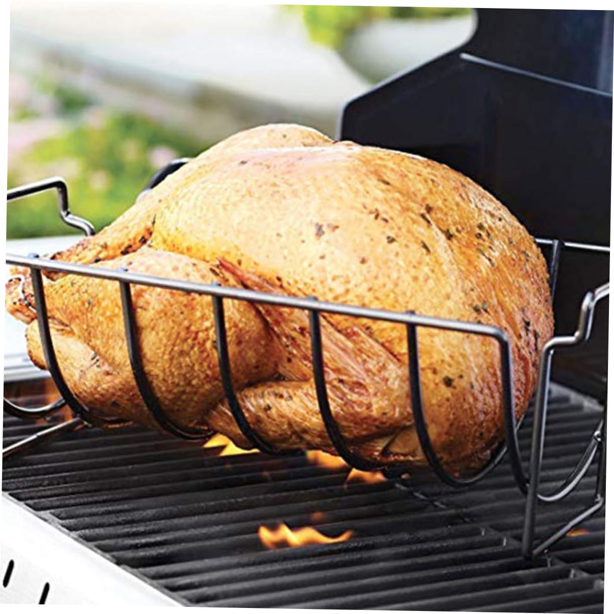 Griglia per barbecue – Rete da campeggio all'aperto per barbecue, 35 x 11,5 x 19,5 cm, perfetta per ali di pollo e verdure, accessorio da cucina nero