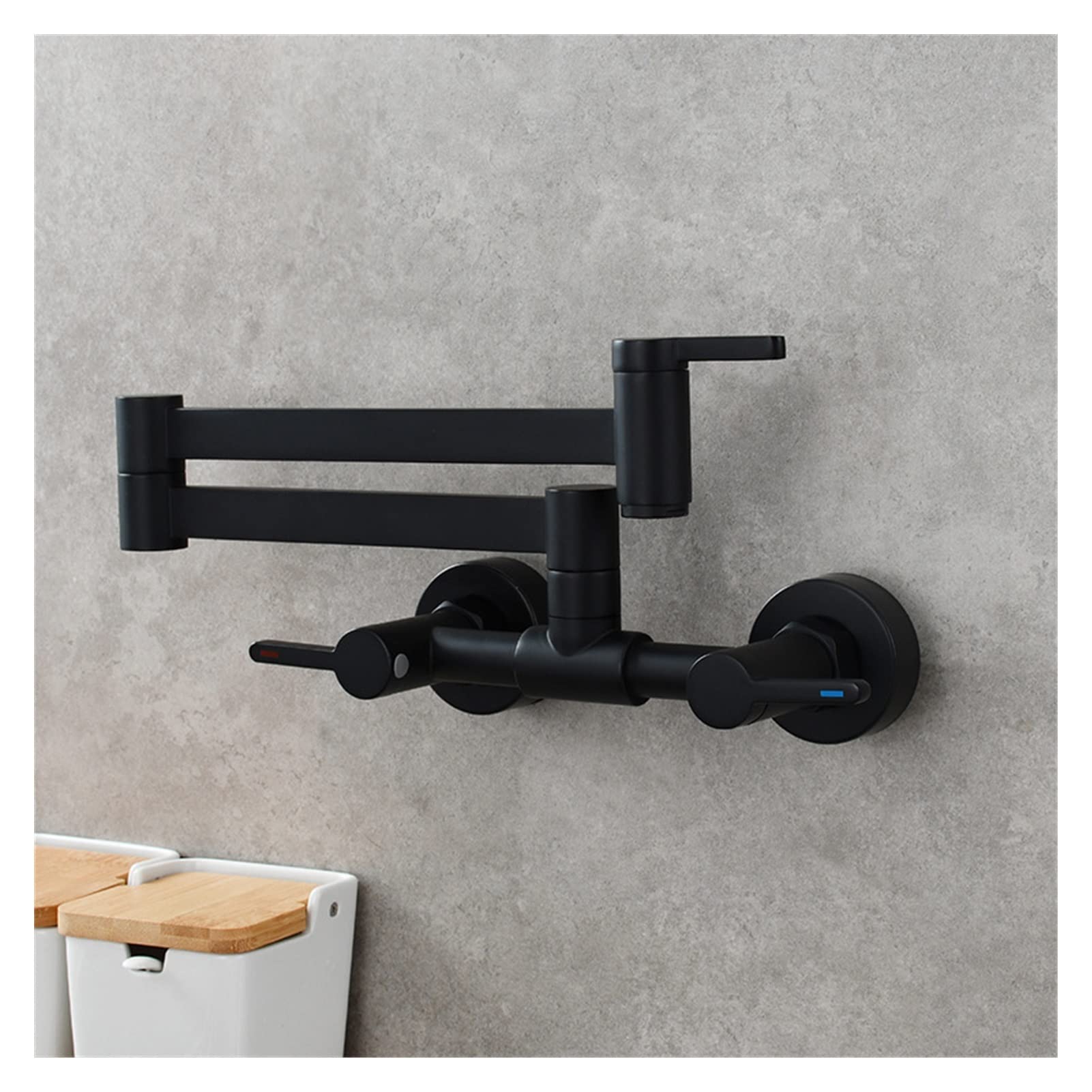 Grifo de baño, Pot relleno grifo negro plegable cocina caliente y frío holgón sin disipador girar el cepillo pliegues cepillado latón(Chrome A)