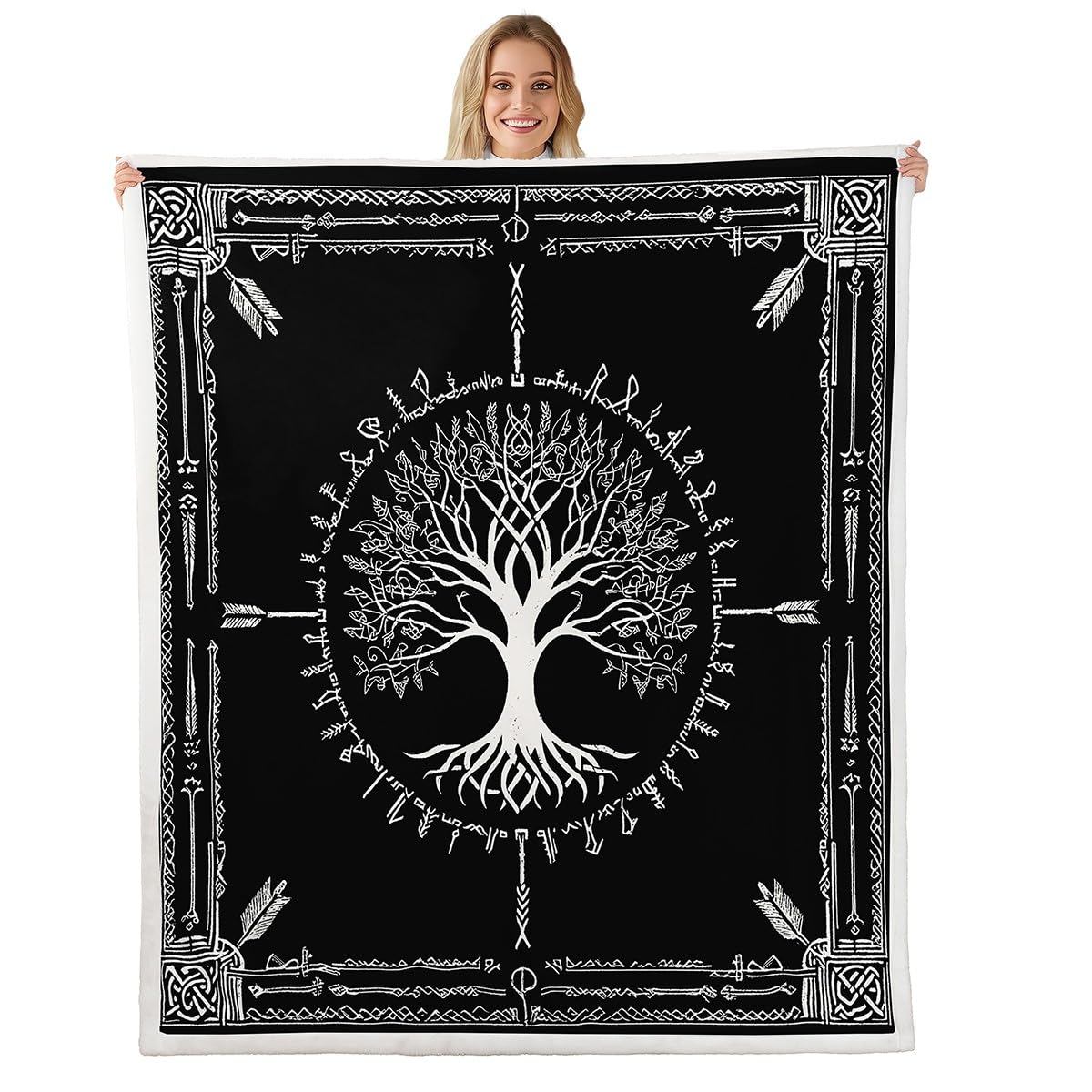 Couverture polaire arbre de vie bohème grand lit pour adulte