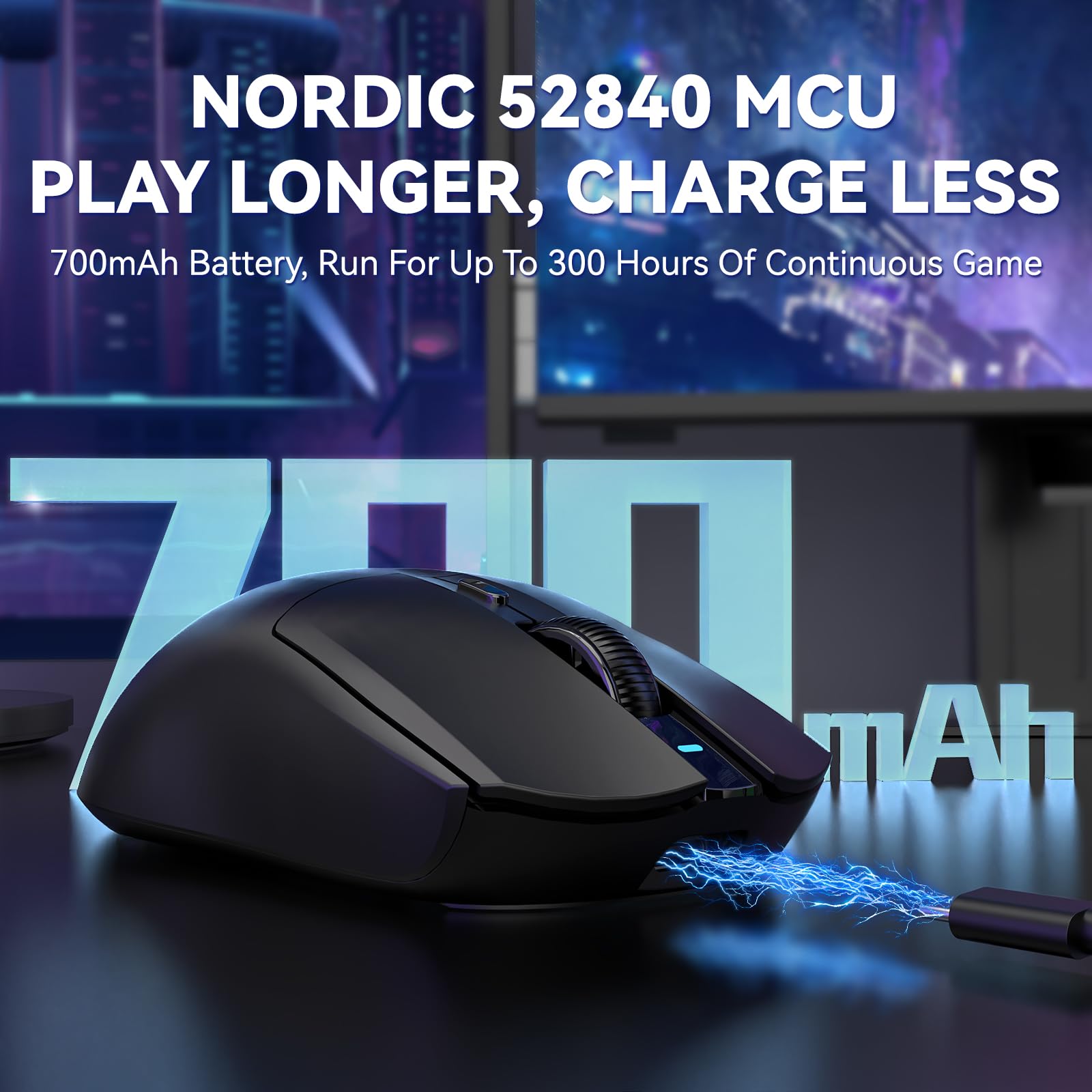 ATTACK SHARK AJAZZ AJ139PRO Ratón inalámbrico para Juegos 4K, Ultraligero (65g), Sensor PAW3395, 26000 dpi, 4KHz, 2,4 GHz/USB C con Cable, 6 Botones de Programa, batería de 700 h, PC/Mac - Negro
