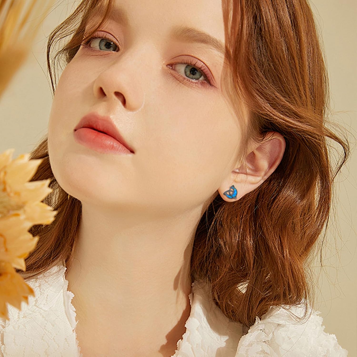 Moon Celtic Earrings for Women Men 925 Sterling Silver Blue Opal Earrings Hypoallergenic Black Celtic Opal Jewelry Gifts