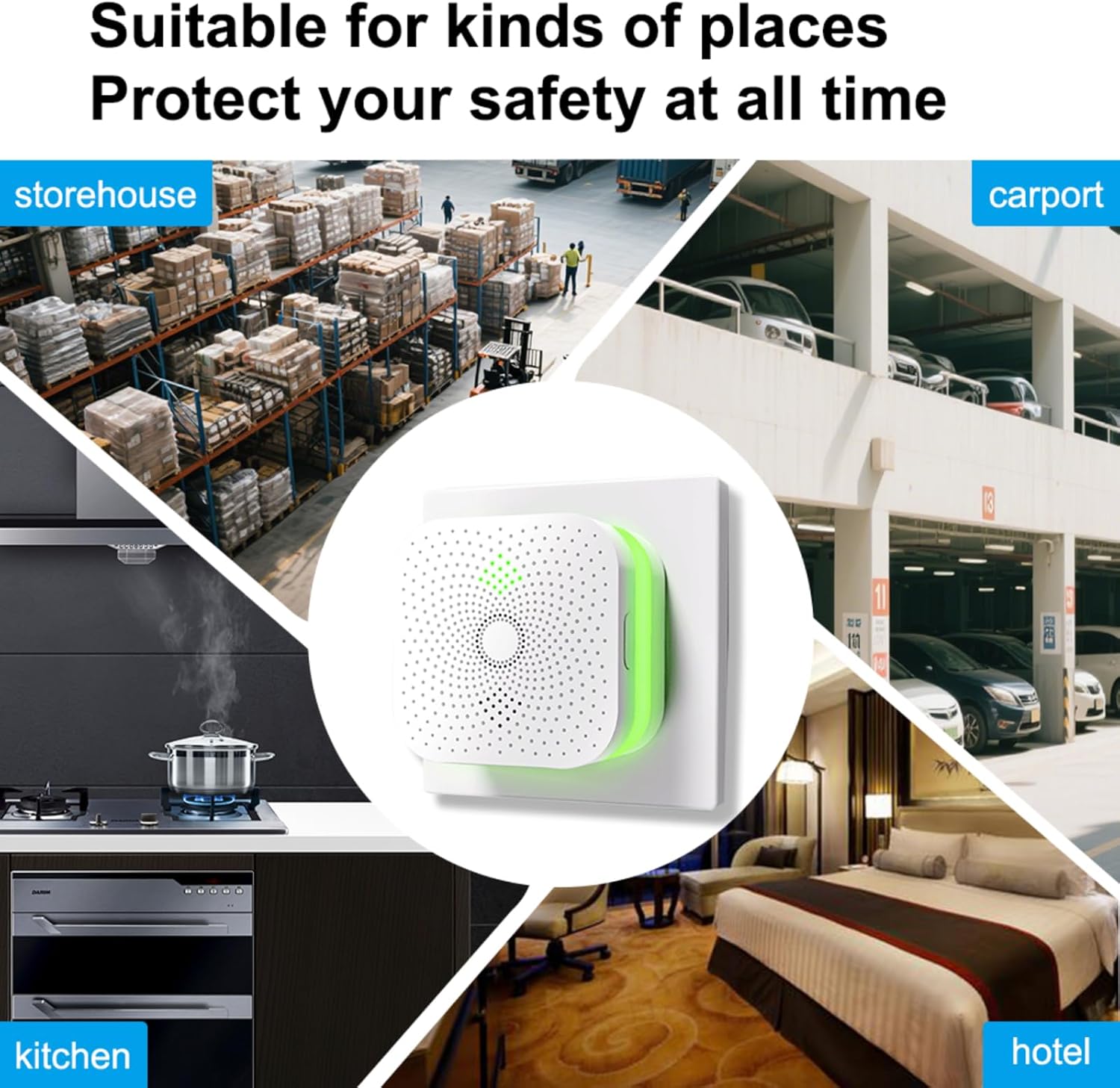 Natural Gas Detector for Home and Kitchen, RV Methane Gas Leak Detectors with Visible and Audible Alarm, Plug-in Installation, White - Image 3