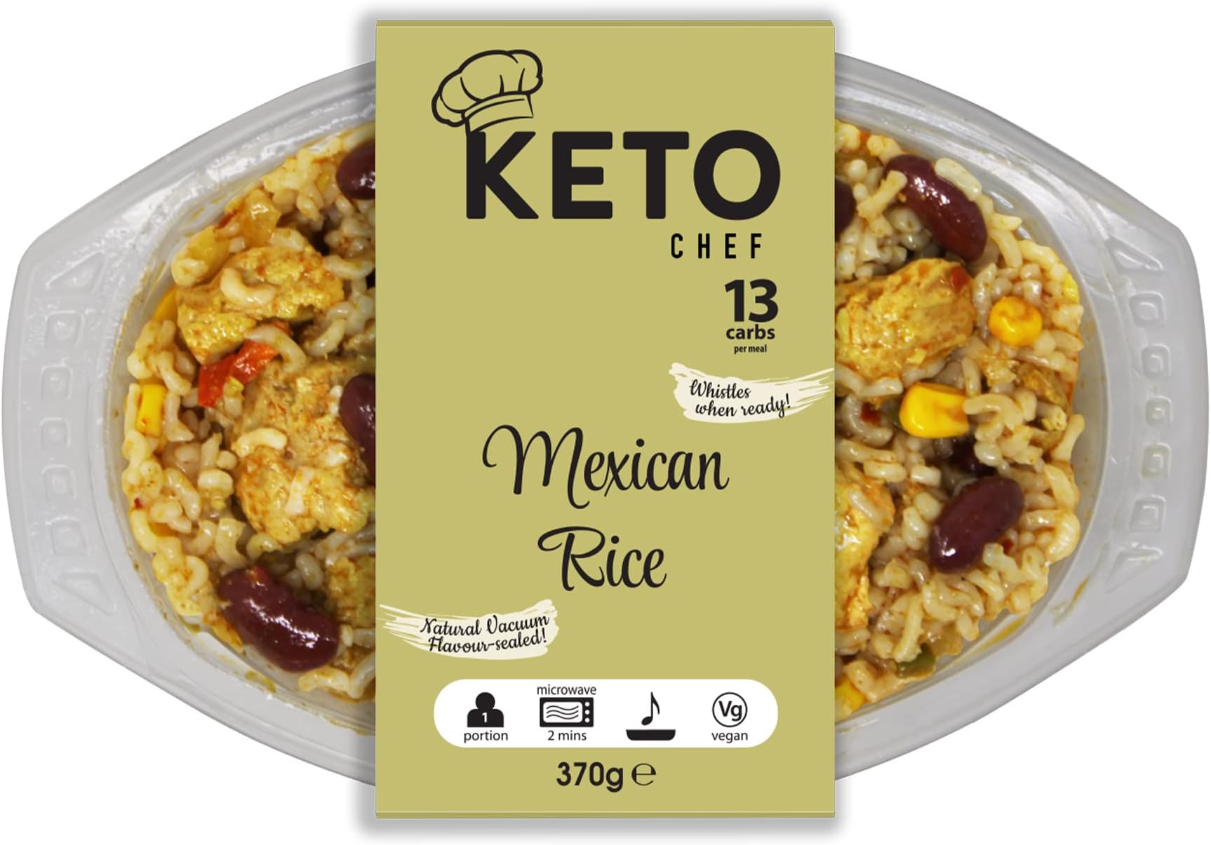Keto Chef Instant Chilled Meals - Konjac Vegan & Low Calorie, High in Protein, Microwavable Meal | Ready to Eat Meal Pack of 4 (370g) (Mexican Rice)