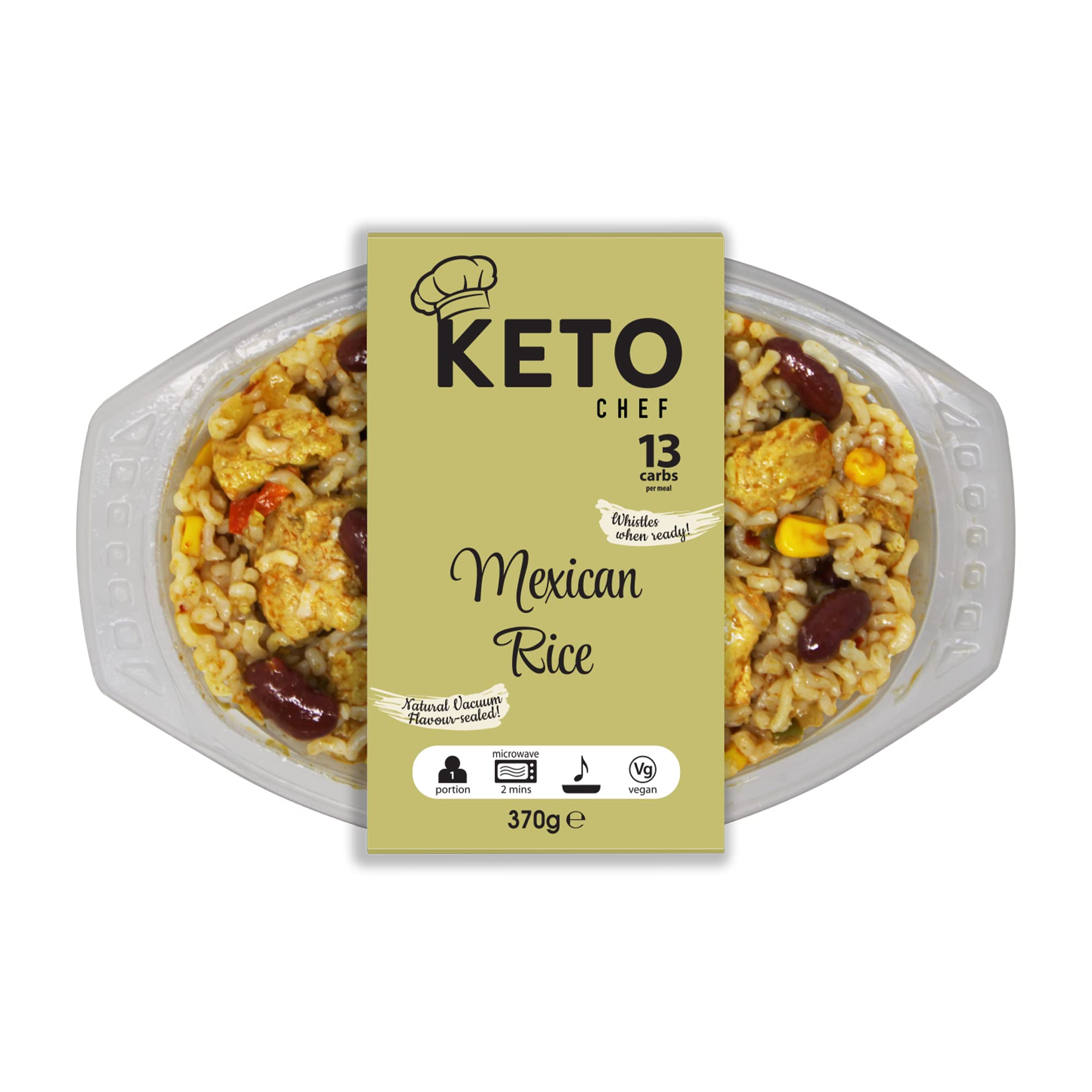 Keto Chef Instant Chilled Meals - Konjac Vegan & Low Calorie, High in Protein, Microwavable Meal | Ready to Eat Meal Pack of 4 (370g) (Mexican Rice)