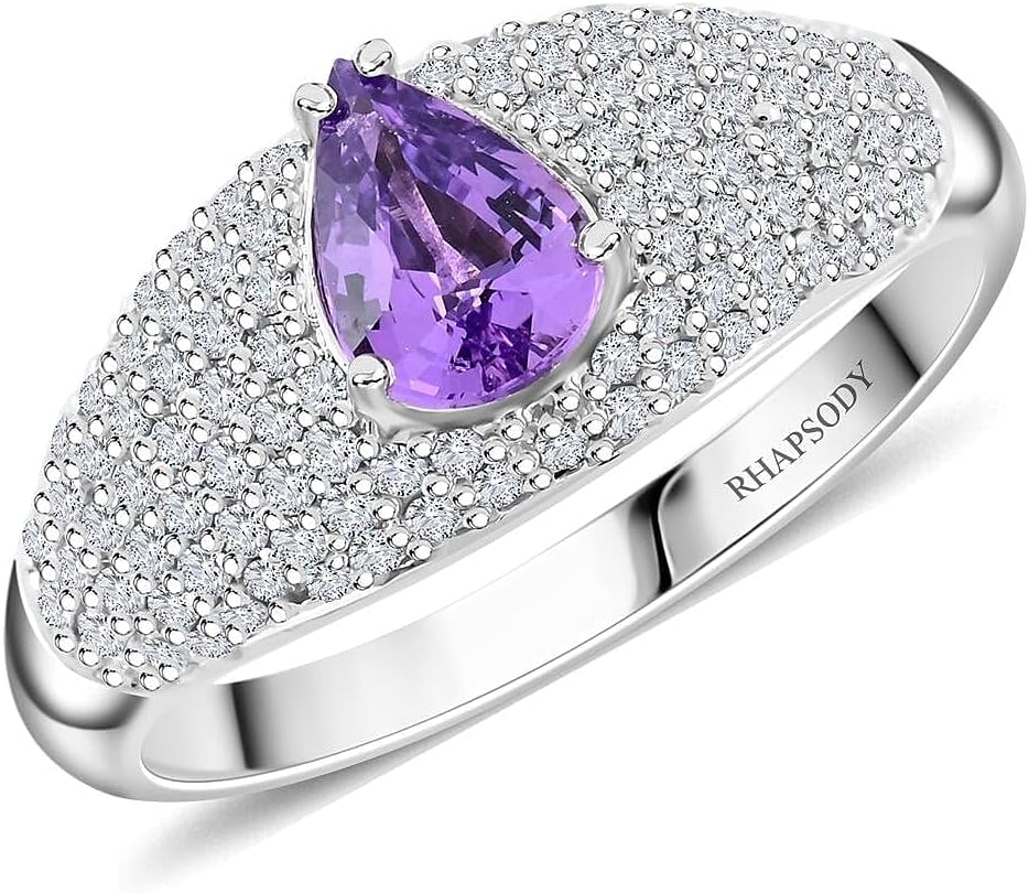 RHAPSODY AAAA Purple Sapphire White Diamond 950 Platinum Ring for Women Jewelry Ct 1.12 E-F Color VS Clarity Birthday Christmas Gifts