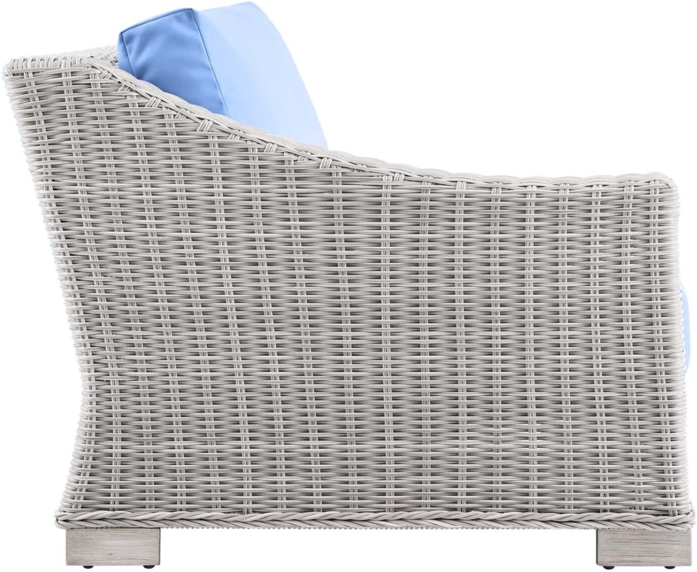 Conway Outdoor Patio Wicker Rattan Left-Arm Chair in Light Gray Light Blue