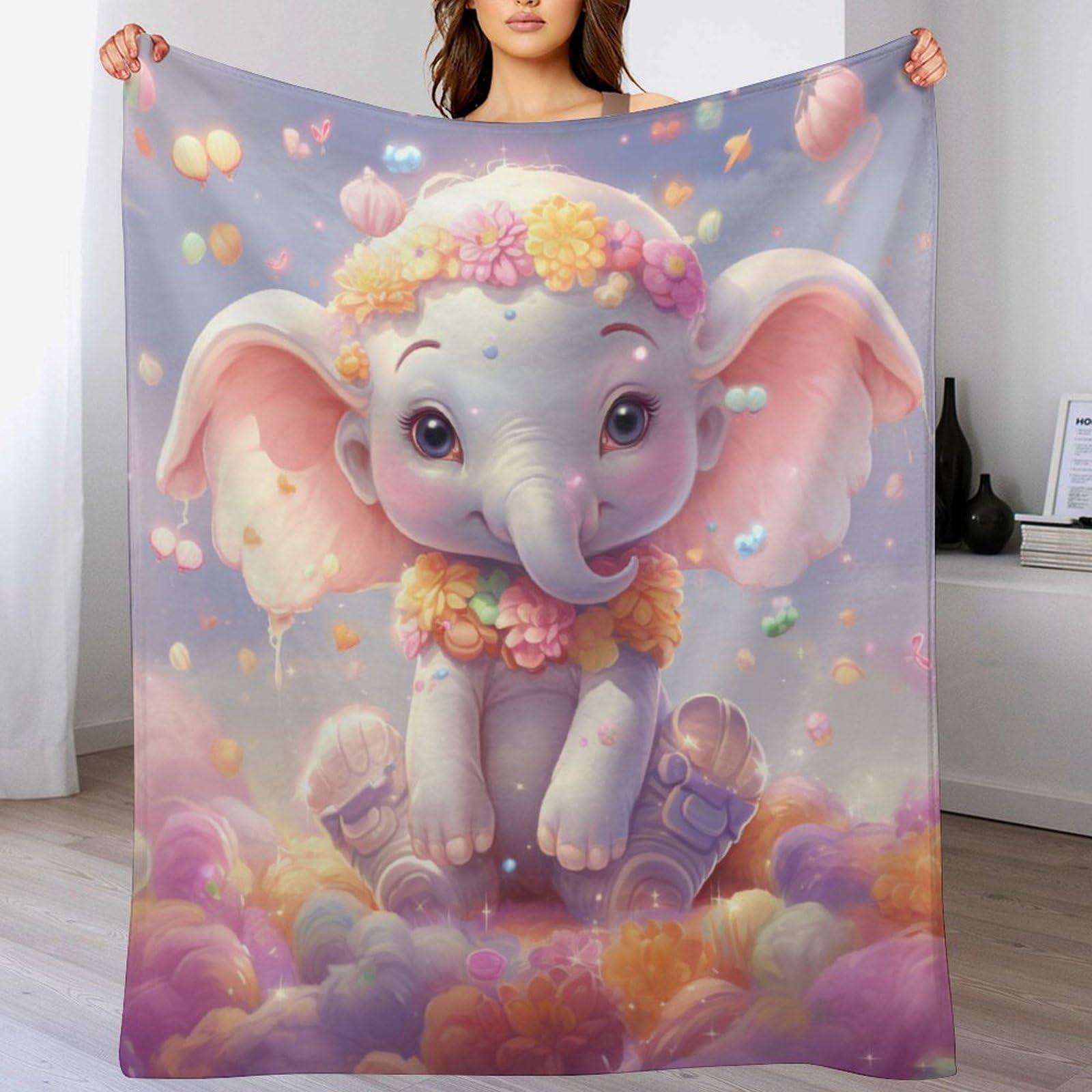 Couverture polaire éléphant pour lit moelleux et chaud 130x180