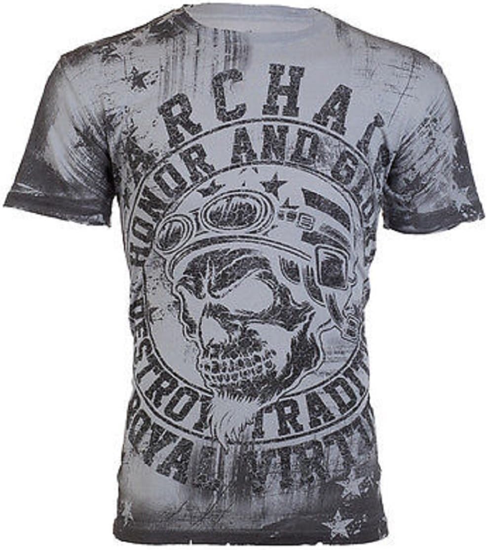 Affliction Archaic Men T-Shirt Racer American Customs USA Flag Biker