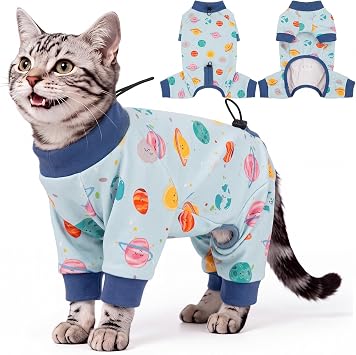 Sticky Hair Cat Clothes, Anti-Shedding Cat Pajamas, Blue XS