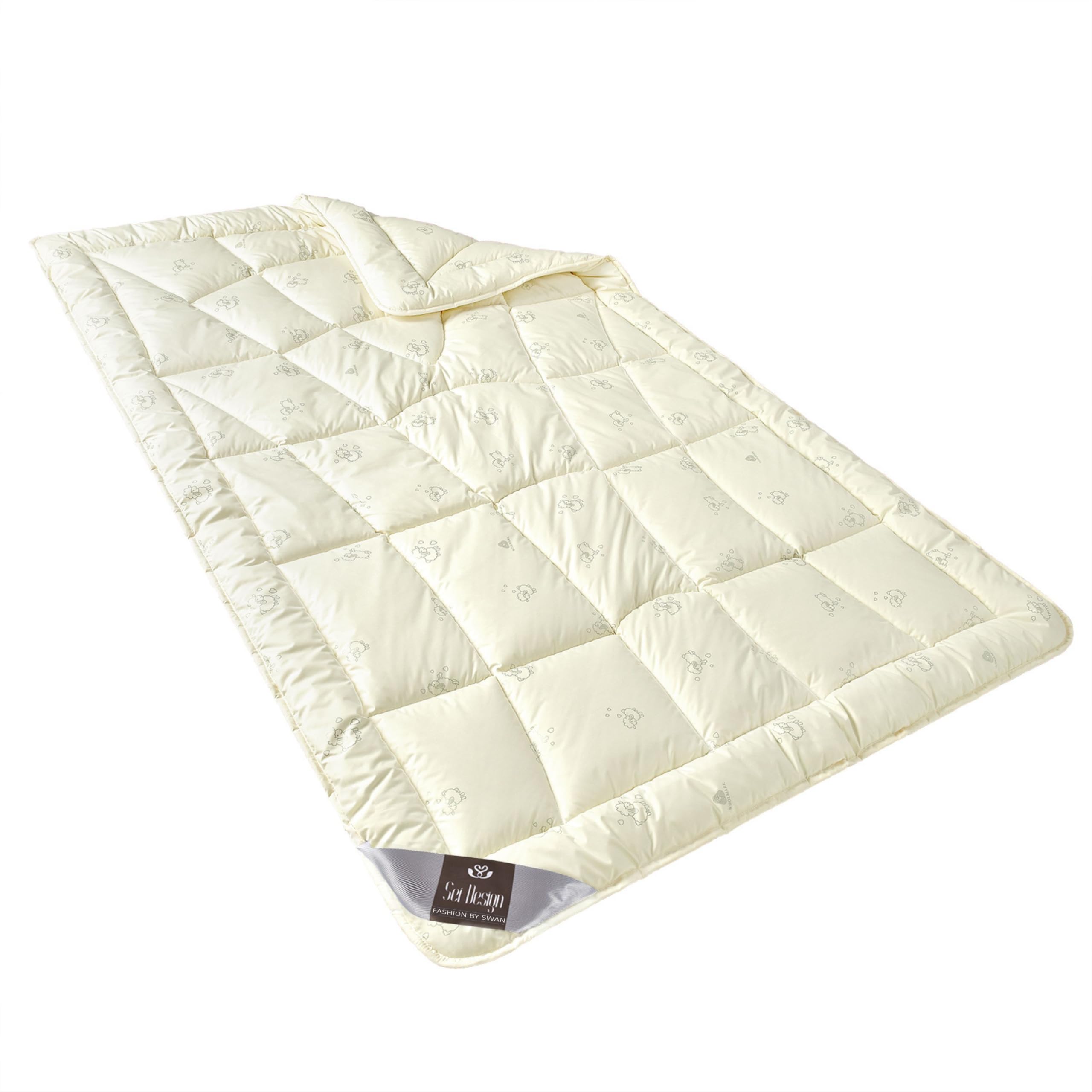 sei Design Wolle Bettdecke Wool Comfort mit feinste Schurwolle gefüllt - Winterwarm 220x200 - Bezug - weiche Mikrofaser