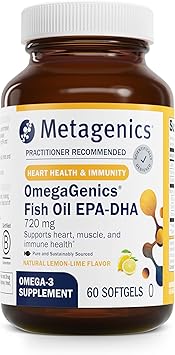Metagenics OmegaGenics Fish Oil EPA-DHA 720 mg - High Potency Omega-3 Supplement* - Supports Heart, Joint, Brain & Immune Health* - Sustainably Sourced, Purity-Tested Fish Oil - 60 Softgels