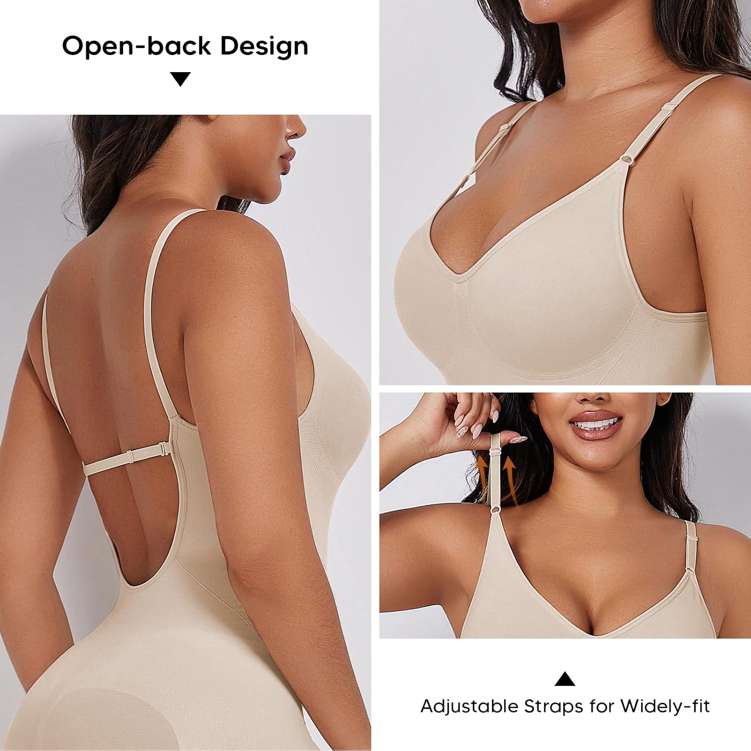 Backless Shapewear for Women Tummy Control Bodysuit Seamless Butt Lifter Full Body Shaper Body Suit - Image 5