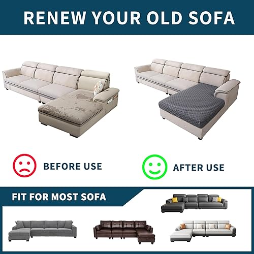 Miniatura 5 de LUFEIJIASHI Chaise Lounge - Funda para sofá seccional, 1 pieza en forma de L, fundas elásticas para sofá seccional, protector de muebles para