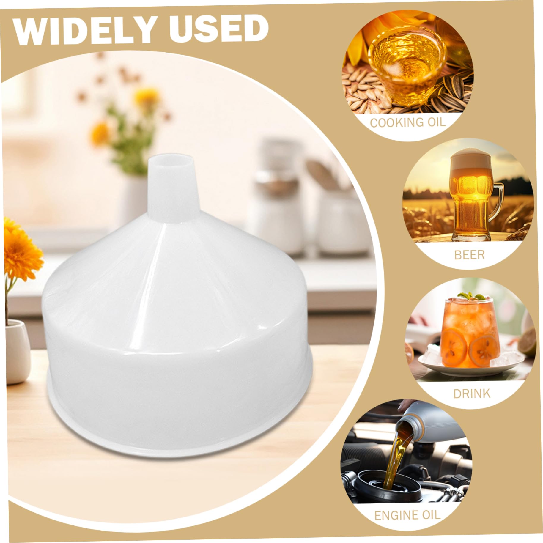 Embudo de plástico de 1, 5 l, embudo de grado alimenticio para cocina, embudos de llenado de botellas antiderrames para aceite, jugo, cerveza y bebidas.
