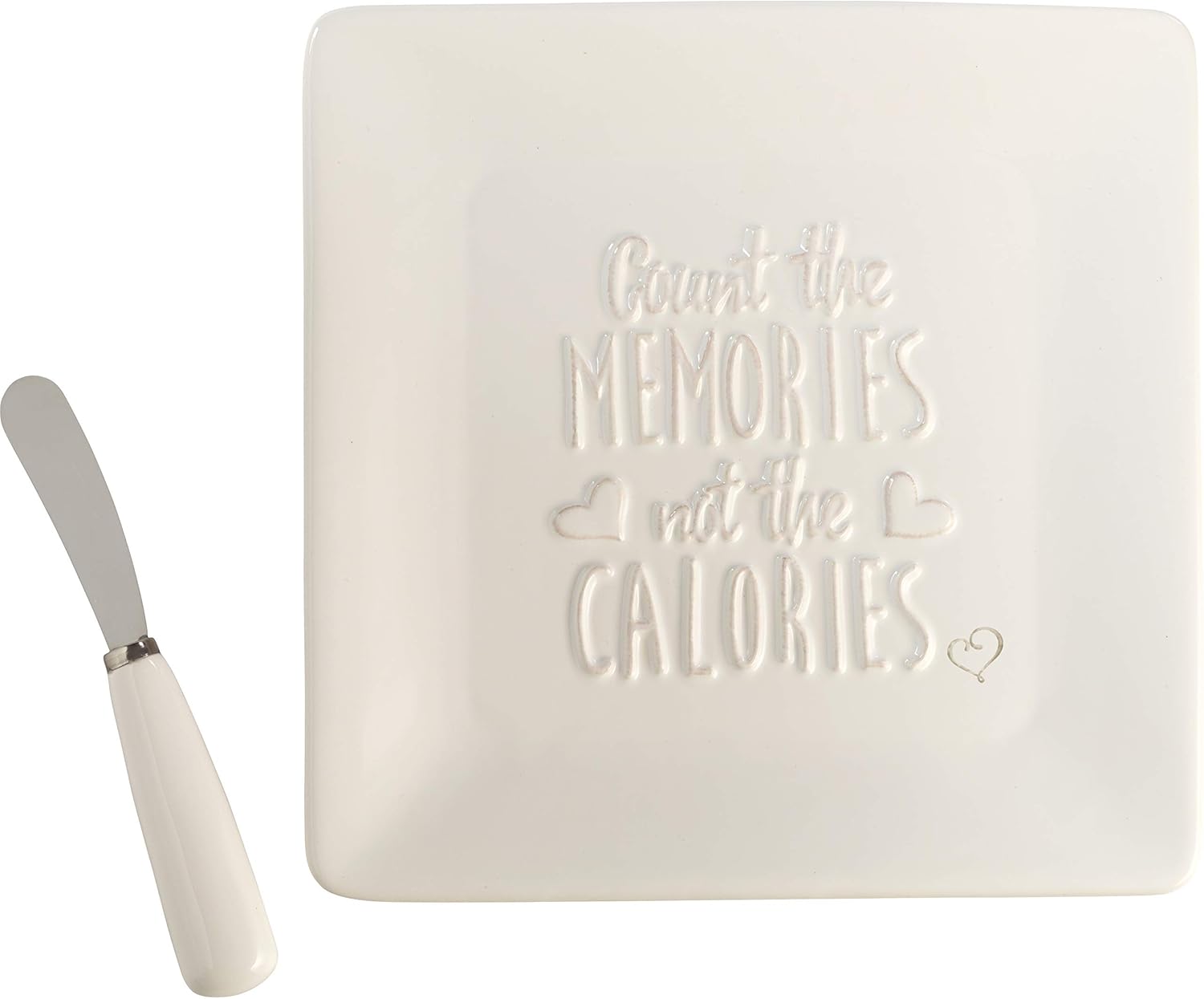 Precious Moments Bountiful Blessings Count The Memories Not The Calories 8 Inch Square Cheese Plate 2-Piece Set With Cheese Knife/Spreader 182425