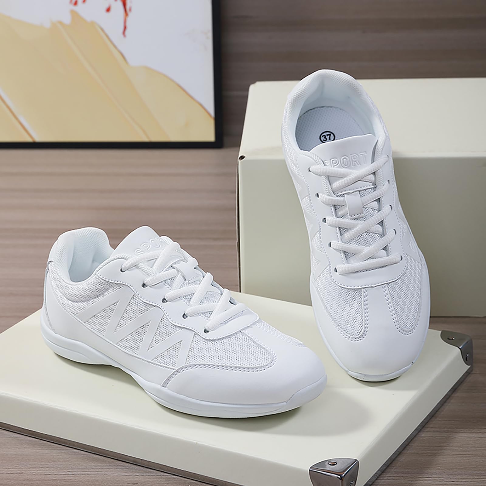 BAXINIER Cheerleading-Schuhe für Mädchen, weiß, Jugend Cheer, Wettkampf-Sneaker, athletisches Training, Tanz, Tennisschuhe