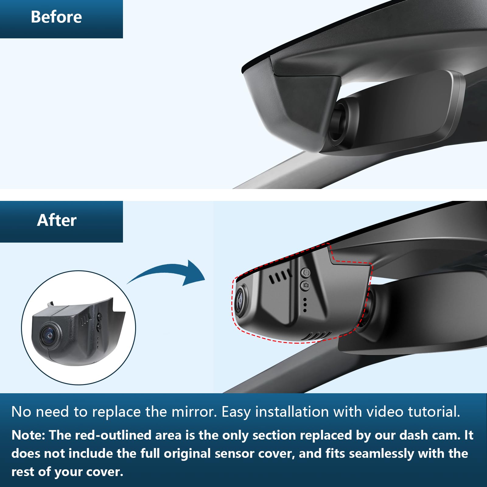 4K Dash Cam Custom fit for Volkswagen Taigo 2022 2023 2024 2025 (Model B Black), Life Style R-Line Match, OEM Look, UHD 2160P Video, App & WiFi, Loop Recording, Easy to Install, 64GB Card