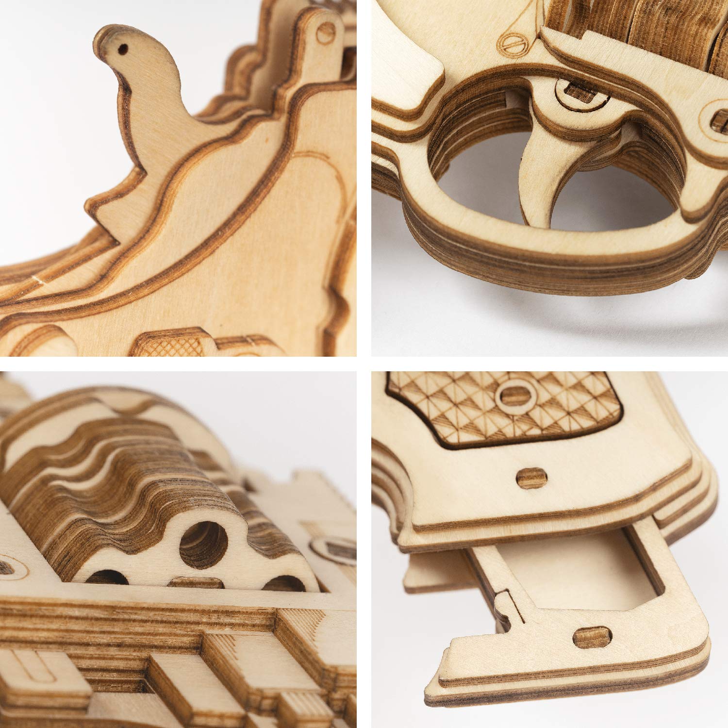 Rompecabezas de madera 3D, banda de goma, modelo de arma, kit de manualidades único, modelo mecánico, rompecabezas de cerebro (juguete de revólver) 3