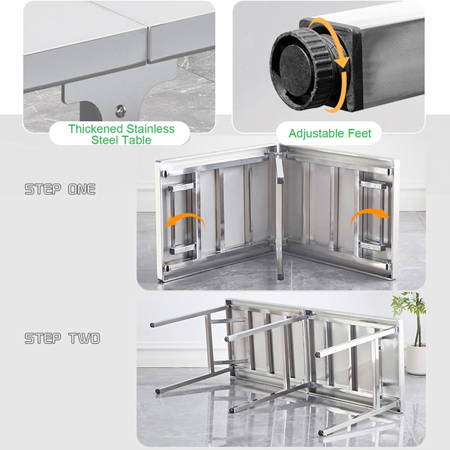 Stainless Steel Folding Table Outdoor Folding Workbench Commercial Home Prep Table Barbecue Table Sturdy Metal Table(70.9 * 19.7 * 29.5in)