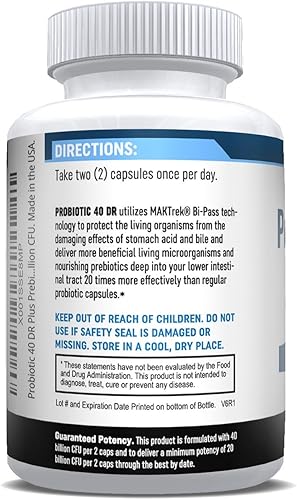 Miniatura 8 de Probióticos para mujeres y hombres 40 mil millones de UFC Probióticos vivos 20 veces más efectivos con Maktrek