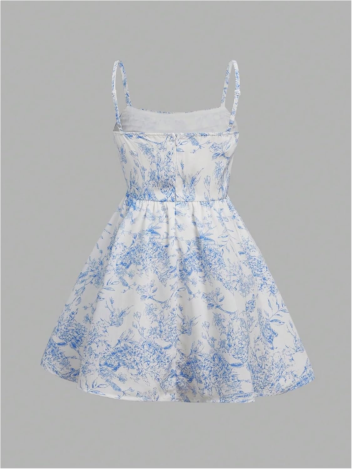 Floerns Girl's Floral Print Sleeveless Ruched Ruffle Hem A Line Cami Short Dress - Image 3