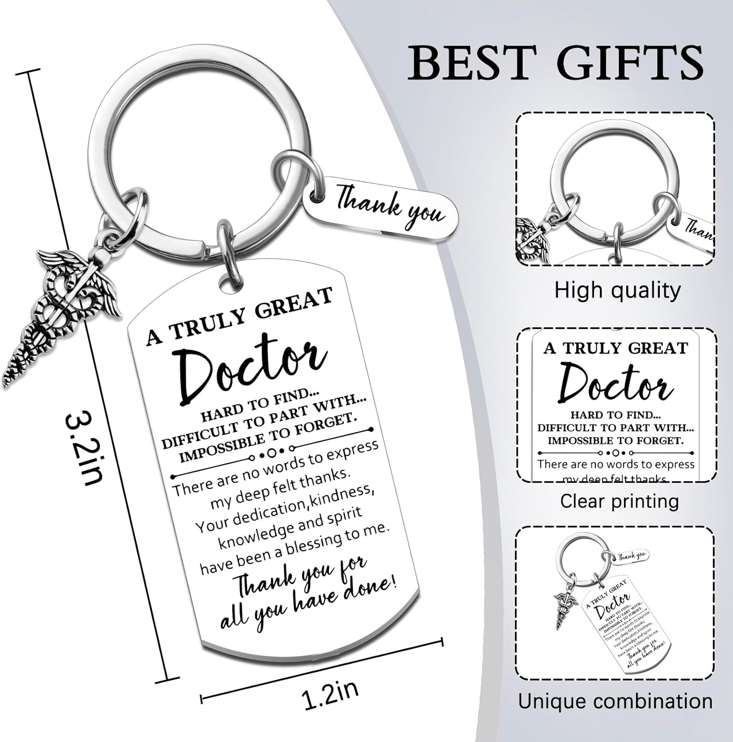 Doctor Gifts for Women Men Best Doctor Ever Keychain Doctors Appreciation Gifts Thank You Gift for Doctors Birthday Thanksgiving Christmas Gift Ideas Unique DR Day Keyring - Image 2