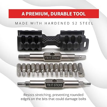 Prestacycle Fixit Sticks Hex Bit Driver Set, Compact T-Handle Ratcheting Tool Kit for Bikes & Repairs - Fix It Sticks Accessories, All-in-One Toolkit