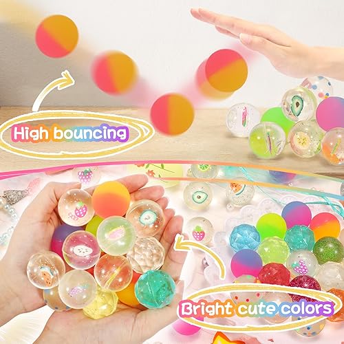 Miniatura 3 de Pelotas hinchables para niños, 24 bolas de goma con bolsa de almacenamiento, bola rebotadora colorida pequeña juguetes para la ansiedad para regalos