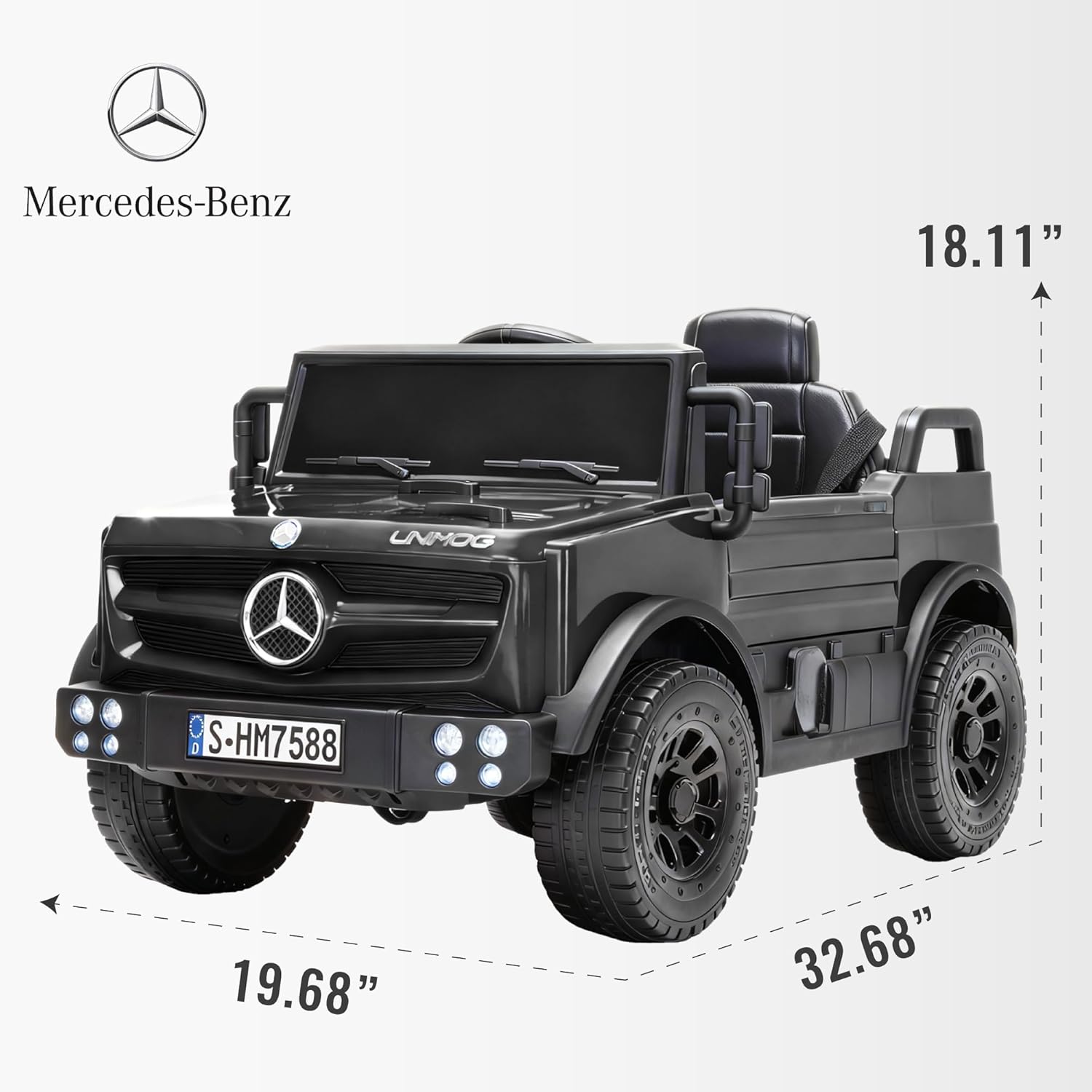 Kids Cars, 12V Ride on Car with Parent Remote Control, LED Headlights, Music Player,Bluetooth, Kids Electric Cars-Black