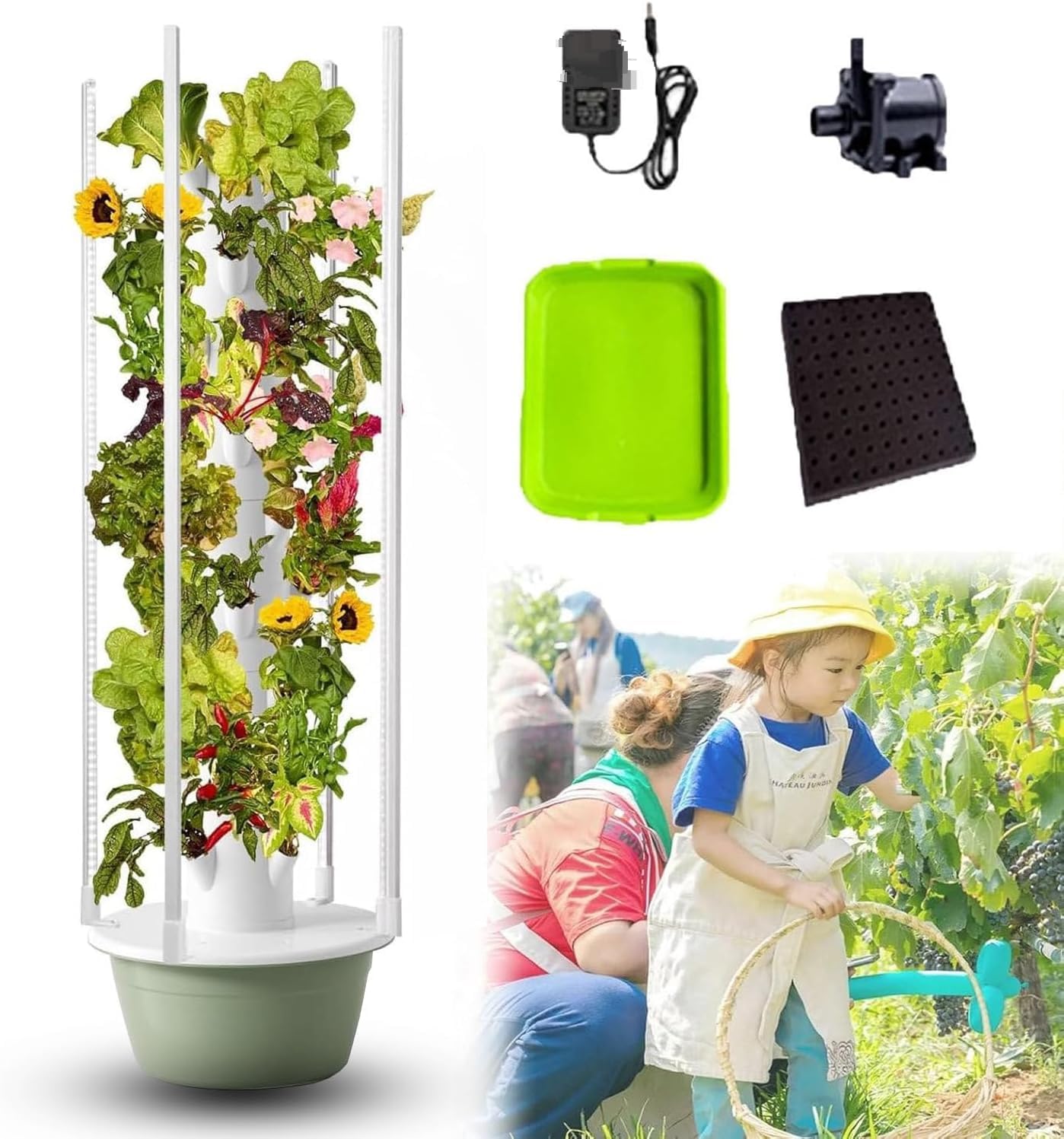 Système de jardin hydroponique avec lampes de culture à LED, kit de jardinage aéroponique d'intérieur pour herbes, 5 couches avec 20 pots, hydroponie automatisée pour usage domestique