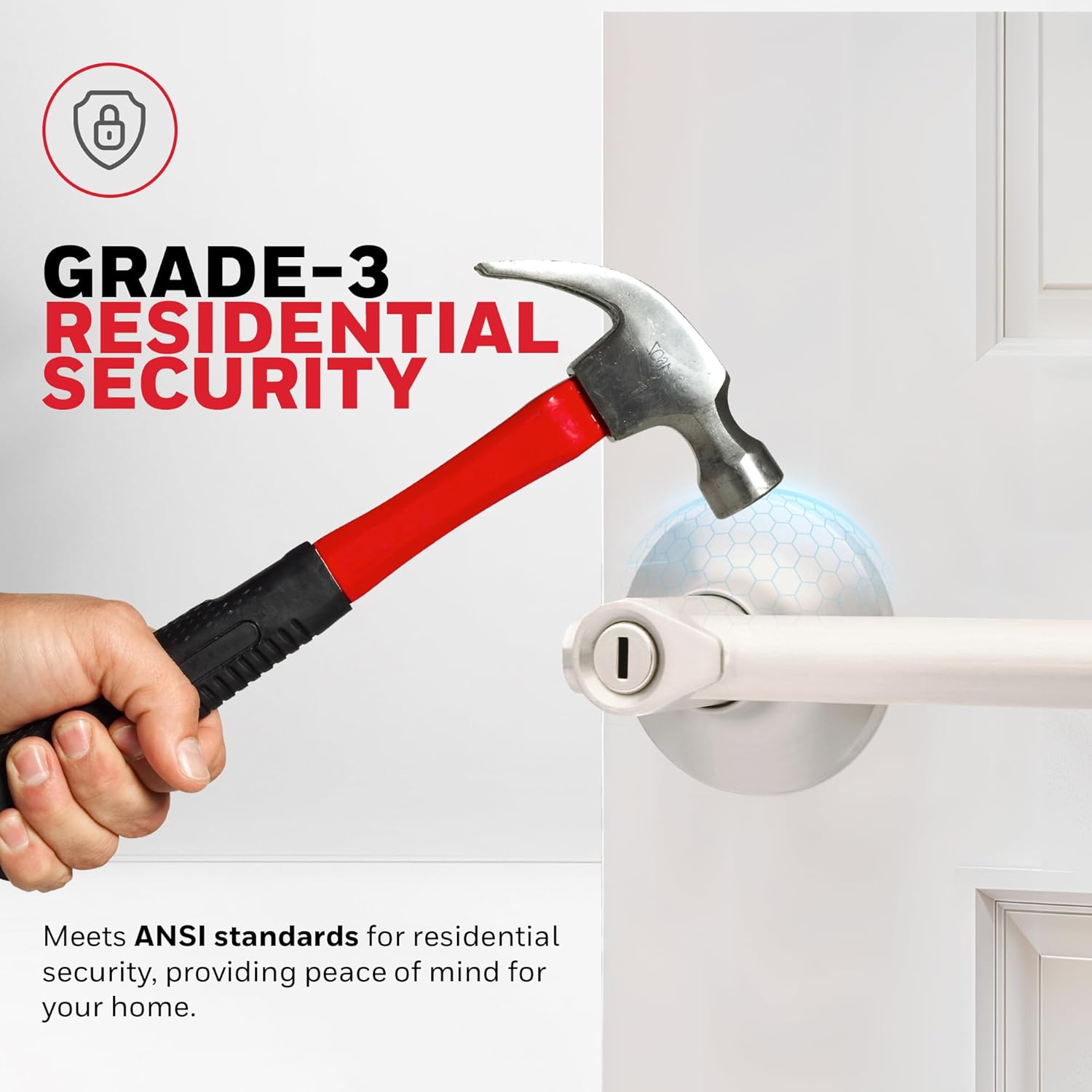 Honeywell Safes & Door Locks Interior Door Handle – Lever Door Handle with Reversible Design, Satin Nickel, Privacy Function, Easy-to-Install Door Handles for Home & Office - 8108616