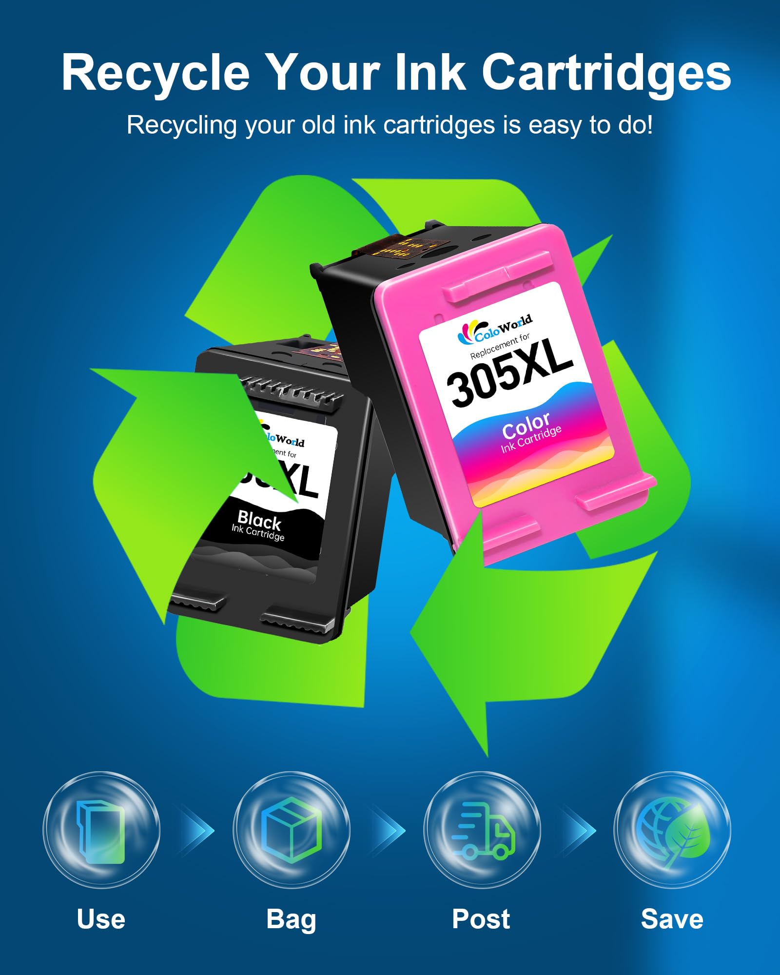 Cartuchos 305XL, Tinta Impresora 305 para HP 305 XL Negro y Color Multipack -1200 Pages-Compatible para DeskJet 2800e/ 2810e/ 2820e/ 2700/ 2720e/ Plus 4120/4110 pour HP 6000/ 6020e/ 6032e/ 6420e