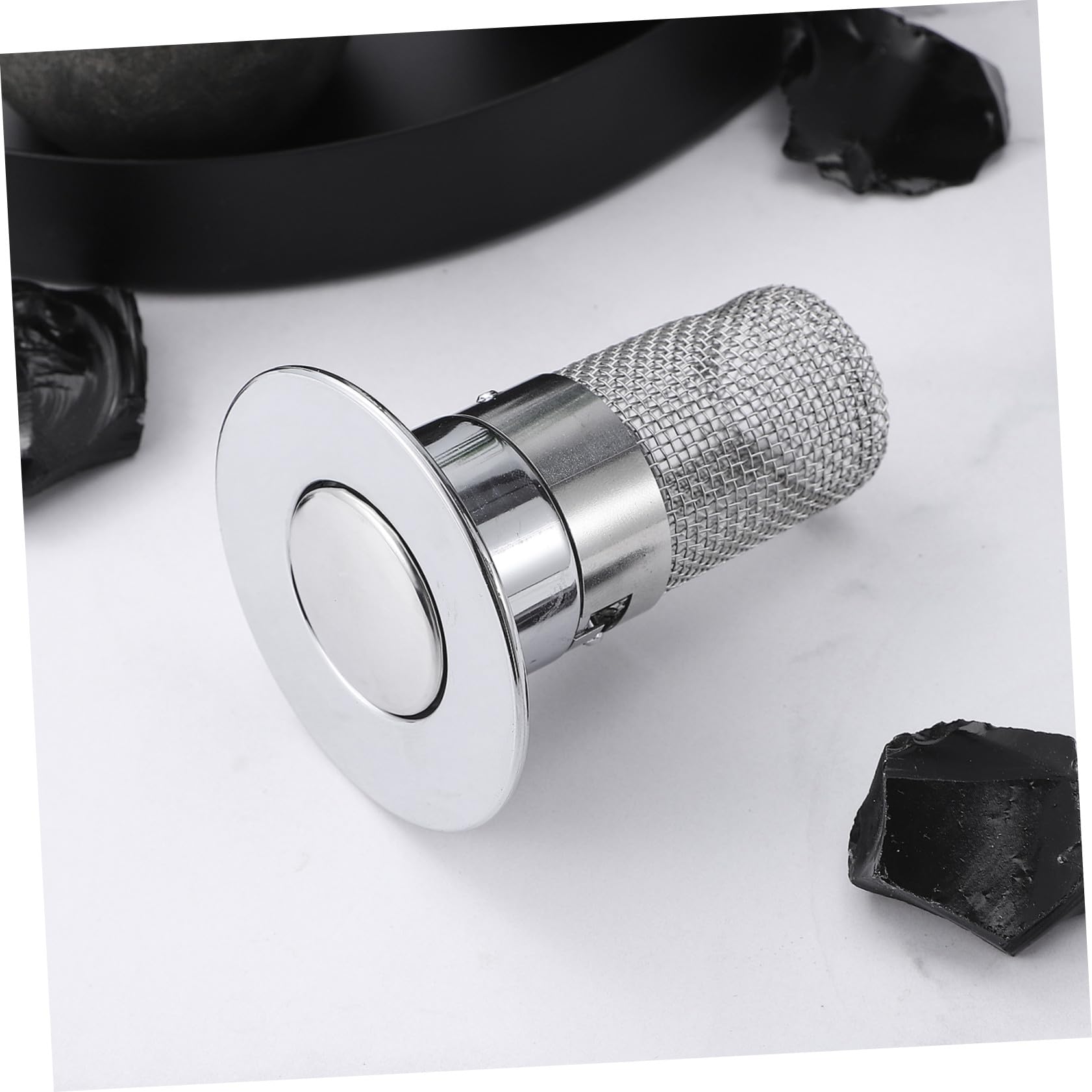 Mikinona Tapón de Fregadero con Filtro Integrado Push Tipo Rebote Abs y Acero Inoxidable Antióxido y Antipérdidas para Baño y Cocina Instalación sin Herramientas