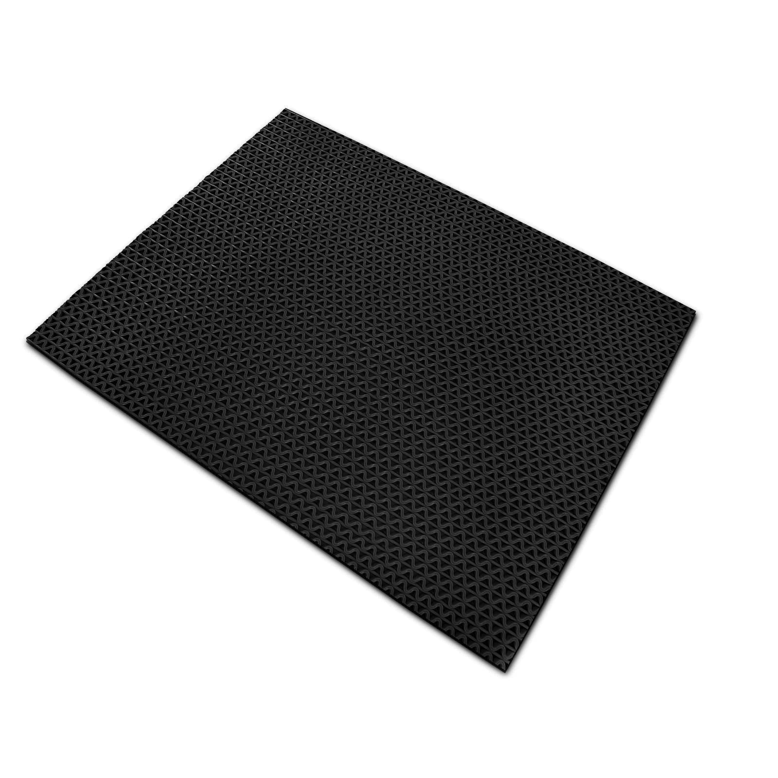 KARAT Tapis hygiénique antidérapant pour Zones Pieds Nus - Anti-Slip et Anti-bactérien - Tapis en Caoutchouc pour Les Zones humides Saunas Piscines Vestiaires - Noir 90x100 cm