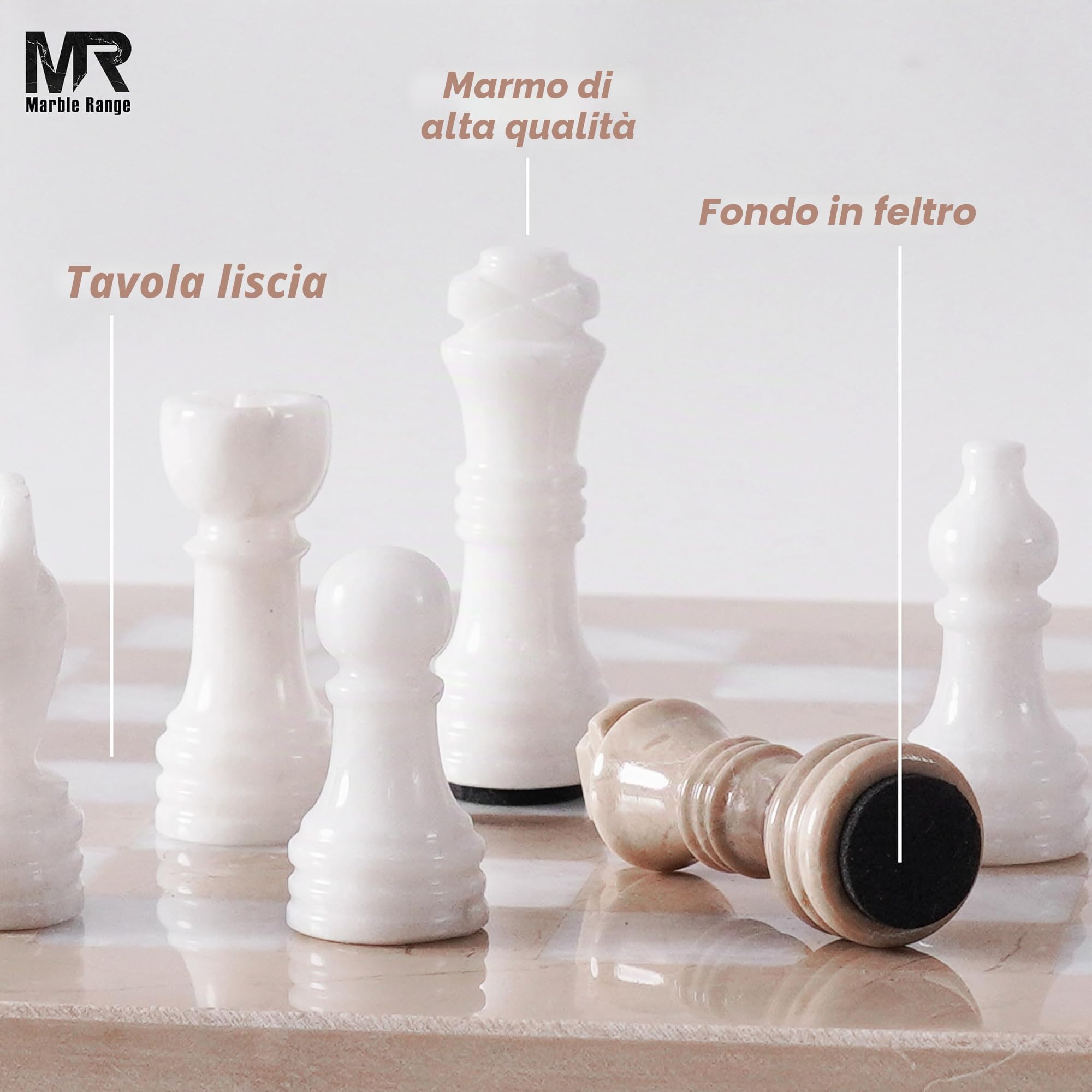 Set di scacchi in marmo per adulti, 25,4 cm, fatto a mano, Verona e gioco da tavolo bianco, con 32 pezzi di scacchi, 2 regine extra e scatola portaoggetti, gioco da viaggio di lusso, regalo elegante