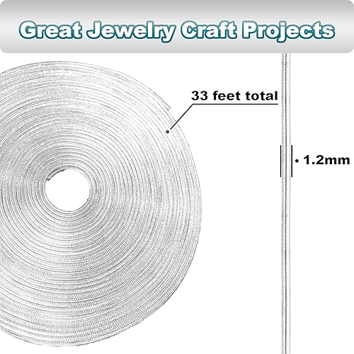 Miniatura 3 de Jishi Cadena de serpiente de plata de 33 pies, cadenas de 0.047in para hacer joyas para collares, pulseras, suministros de joyería, hallazgos