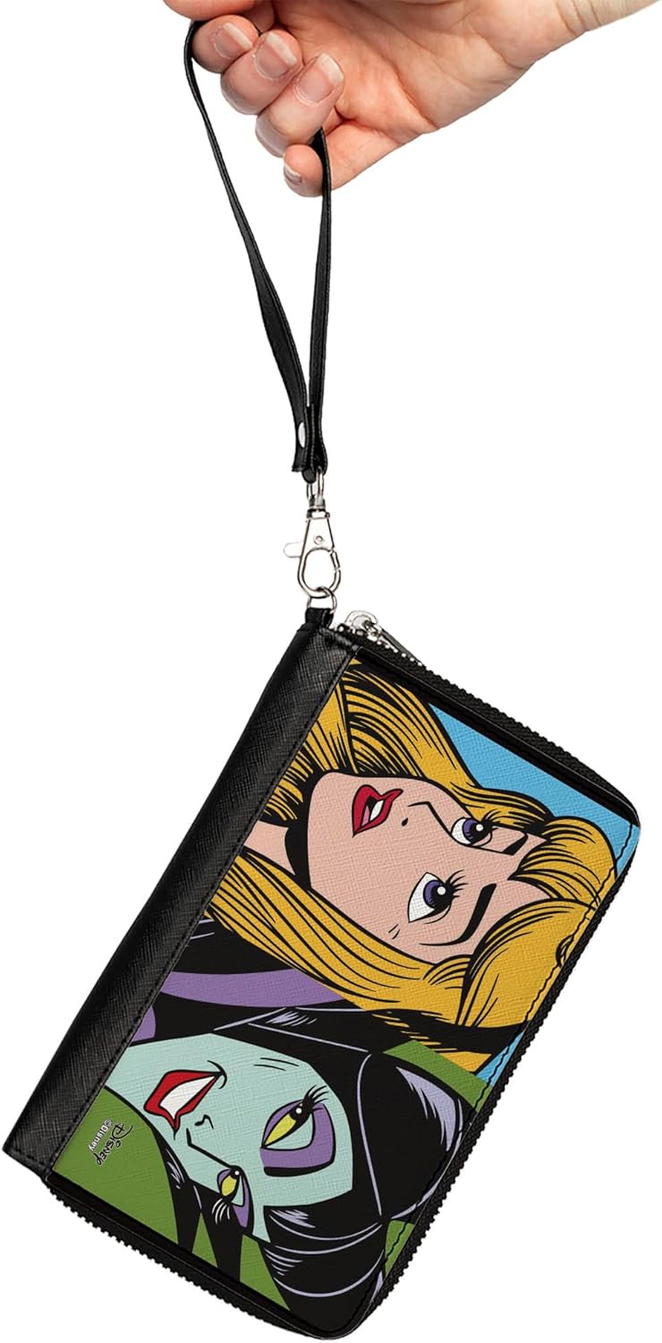 Buckle-Down Women's PU Zip Around Wallet Rectangle-Sleeping Beauty, 7.5"x4.5"