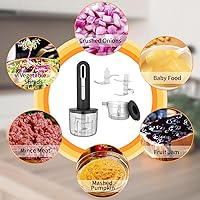 Vista 5 de MINI Cordless Food Processor Electric Vegetable Chopper,USB Rechargable Compact Meat Grinder with 4 Cups & 2 Slicers for Baby Foods Kitchen,Mincing