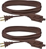 Clear Power 2-Pack 12 ft 3 Outlet Indoor Extension Cord 16/2 SPT-2, Brown, 2 Prong Polarized Plug, Safety Plug Cap Included, for Homes, Kitchens and Offices, DCIC-00372P-DC
