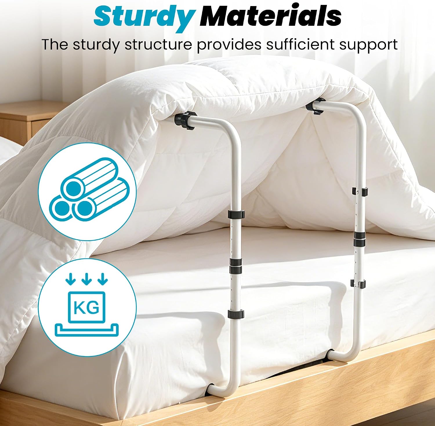Blanket Lifter for Feet,Height Adjustable Bed Cradle for Foot of Bed-Foot Tent Blanket Support Holder for Foot Knee Toes Leg Ankle Post Surgery Recovery,Non-Slip Aluminum Alloy with 4 Clips (26"-32")