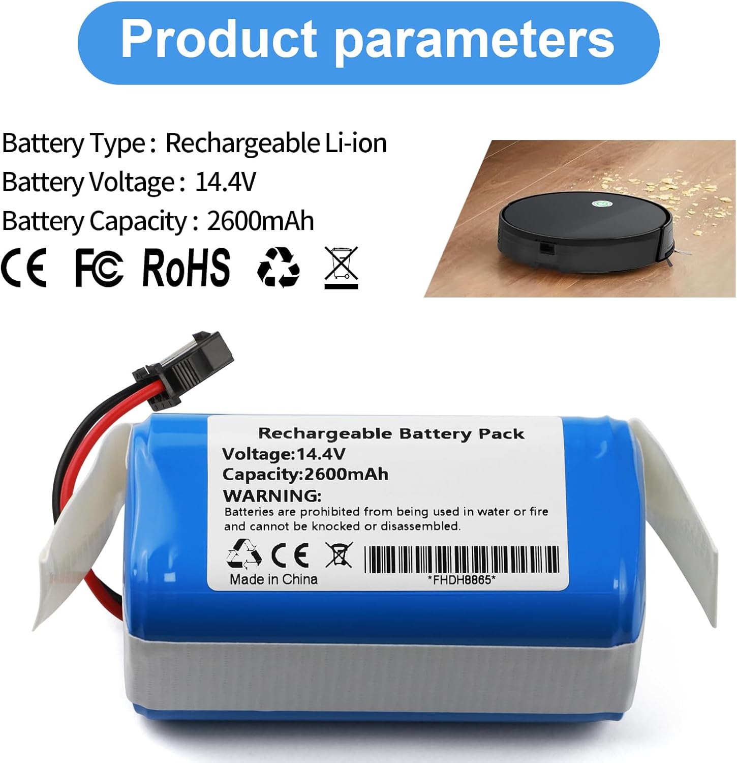 MULS 2600mAh Battery Replacement for Ultenic GW002-A2-4S1P, Concept BTX0197, VR3000 Robot Vacuum Cleaner with Tools 14.4V