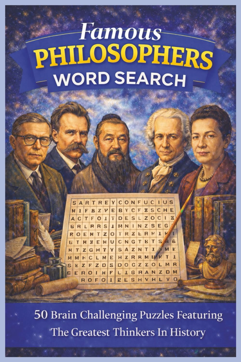 Famous Philosophers Word Search: 50 Brain Challenging Puzzles Featuring The Greatest Thinkers In History (Word Search Puzzle Collection)
