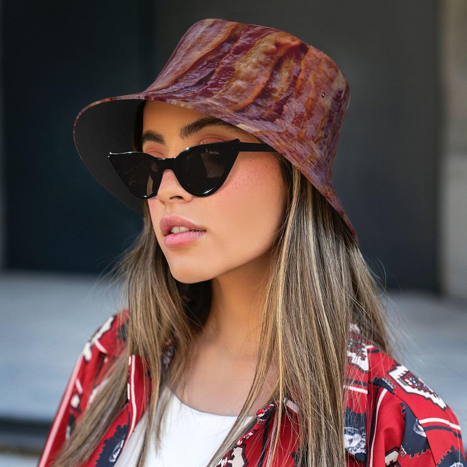 Funny Food Cheese Print Bucket Hats Funny Food Fishing Hat Foldable Travel Beach Hat Packable Sun Hat for Women Men image 5