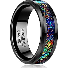 NUNCAD 8mm Black Tungsten Wedding Band Ring for Men, Size 7-12