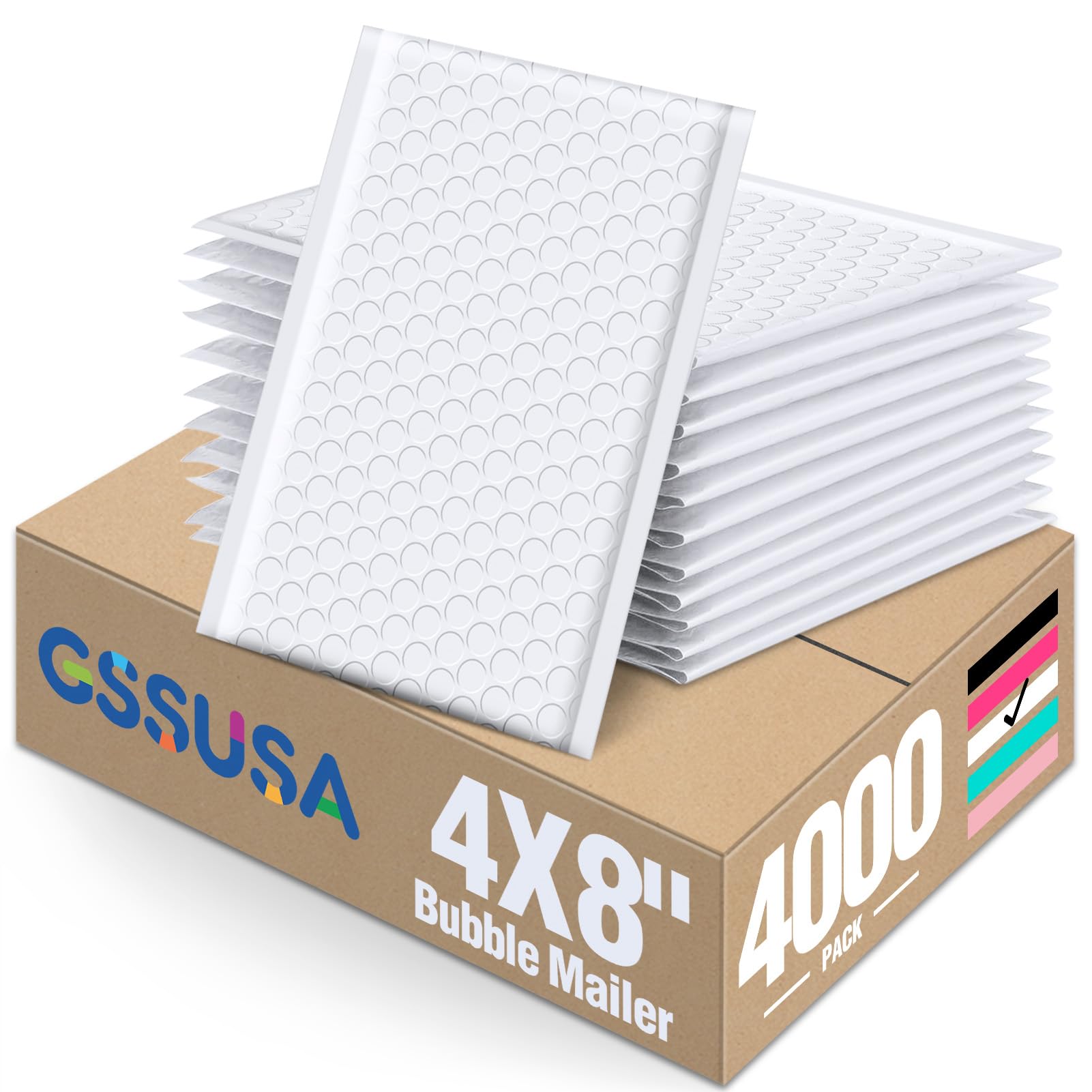 GSSUSA White Bubble Mailers 4x7 Small Padded Envelopes 4000 Pack Self-Seal